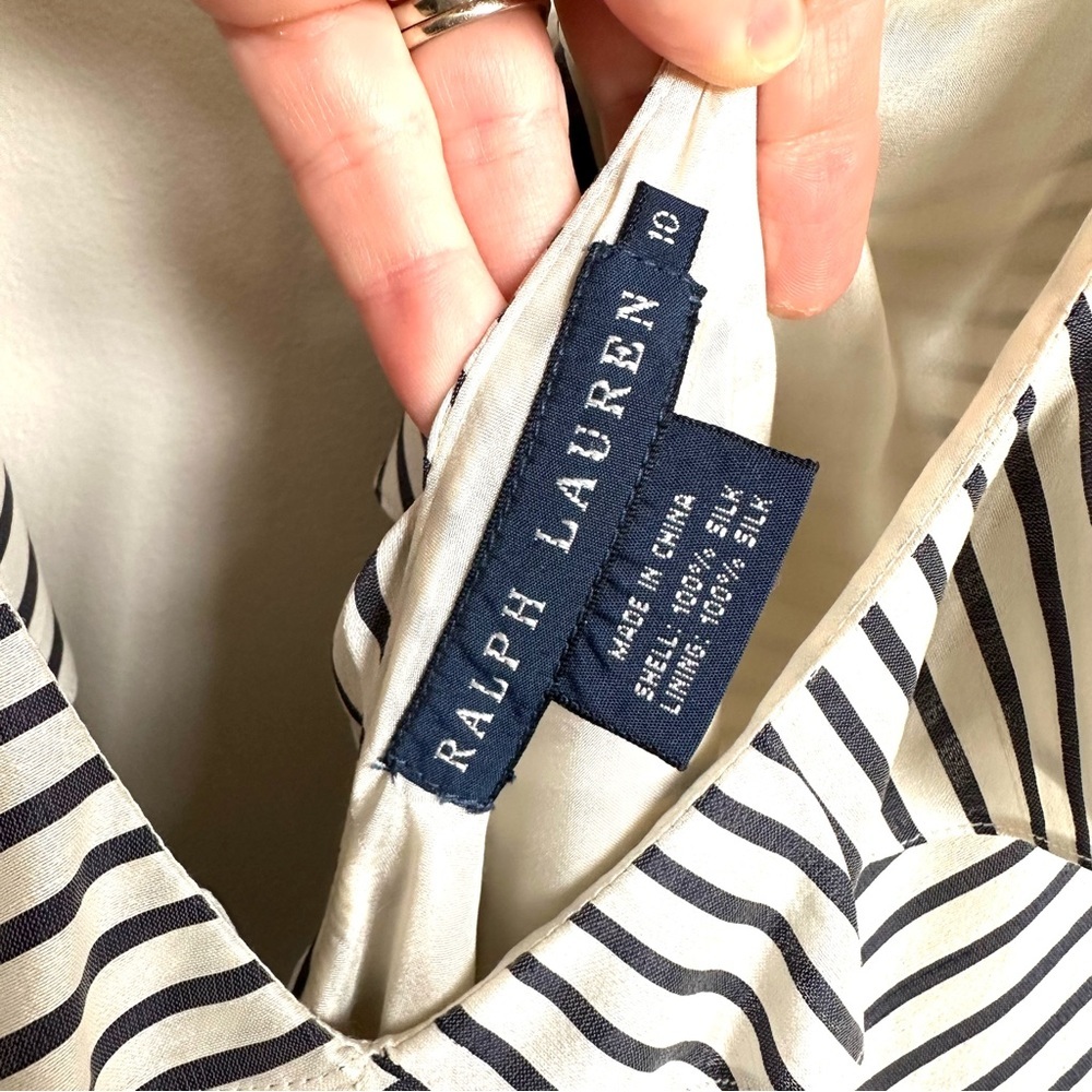 Ralph Lauren Black and White Diagonal-Stripe Ruffle Maxi Dress - Picture 5 of 7